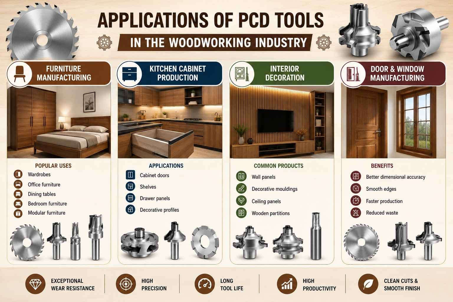 Applications of PCD Tools in the Woodworking Industry - Perfect Tools Industries Applications of PCD Tools in the Woodworking Industry - Perfect Tools Industries